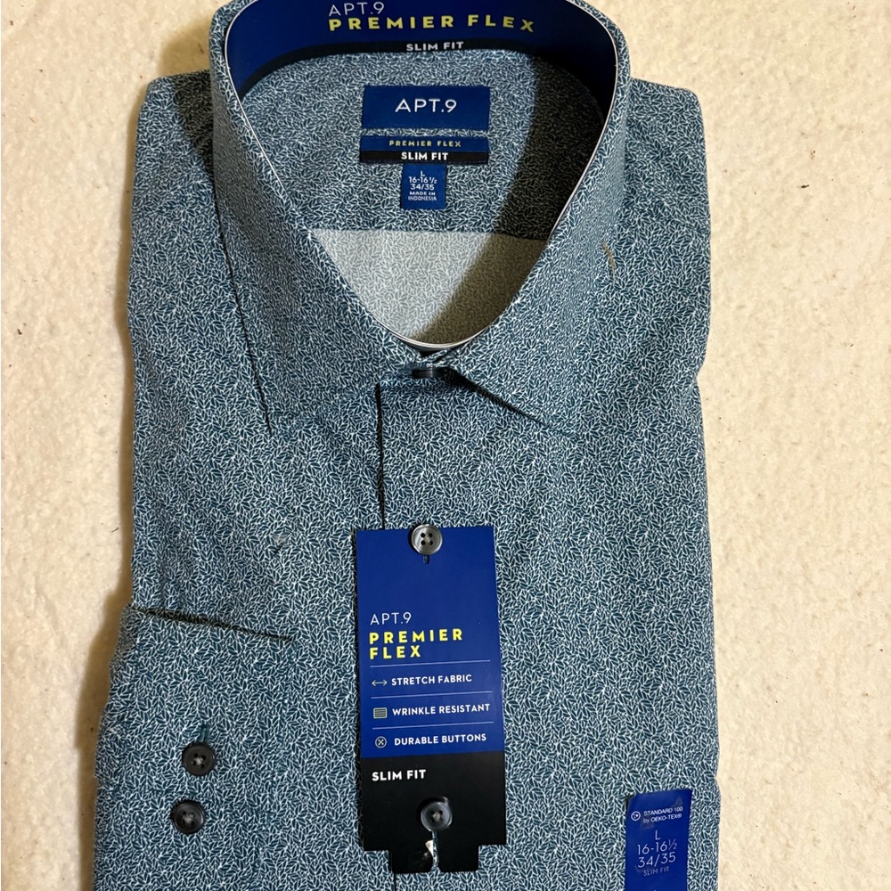Apt. 9 Premier Flex Slim Fit Teal Shirt